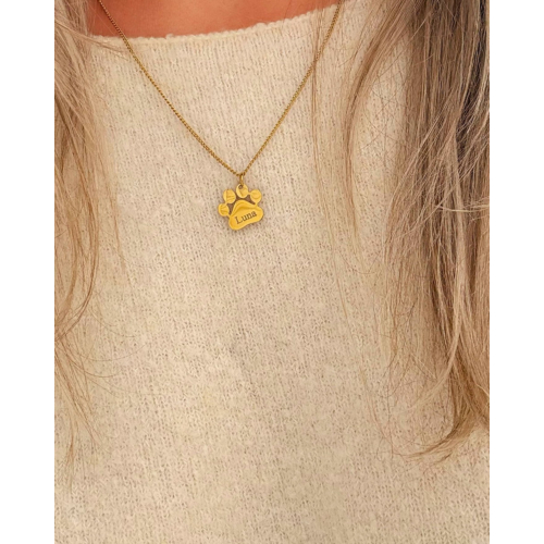 Graveerbare ketting met kattenpoot goudkleurig