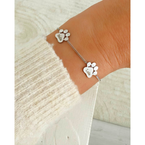 Graveerbare armband kattenpootjes 