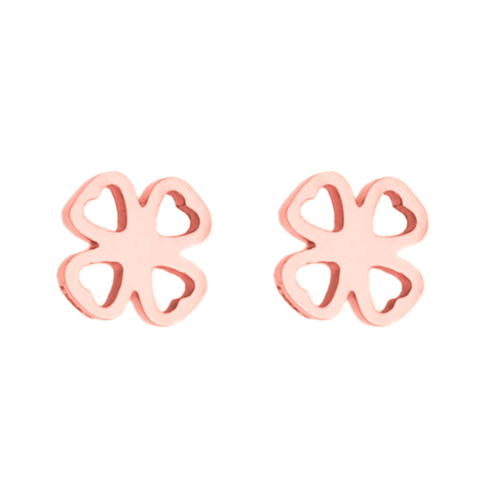 Oorbellen met klavertje in rose goud