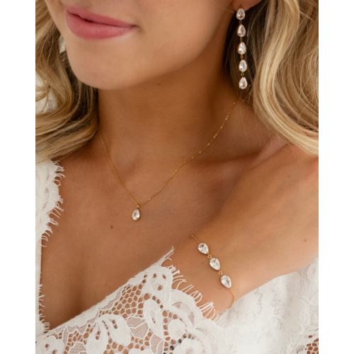 Bruidssieraden set met druppels goudkleurig