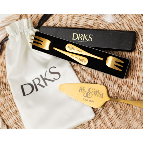 Mr. & Mrs. bruidstaart set Goud Kleurig