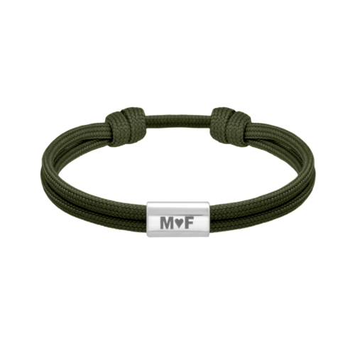 Naam armband heren groen zilverkleurig