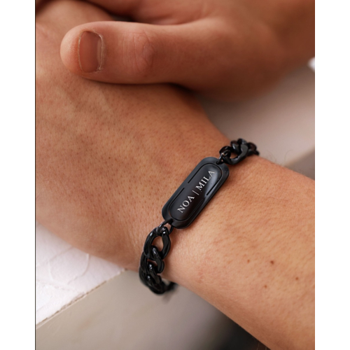 Graveerbare Tag Armband Heren Zwart