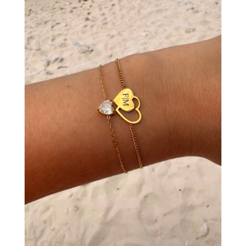 Armband crystal heart goudkleurig