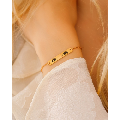 Graveerbare armband met ogen goudkleurig