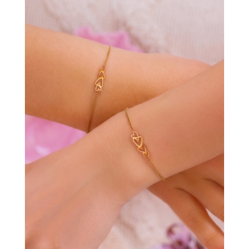 Moeder & dochter armband love heart goudkleurig
