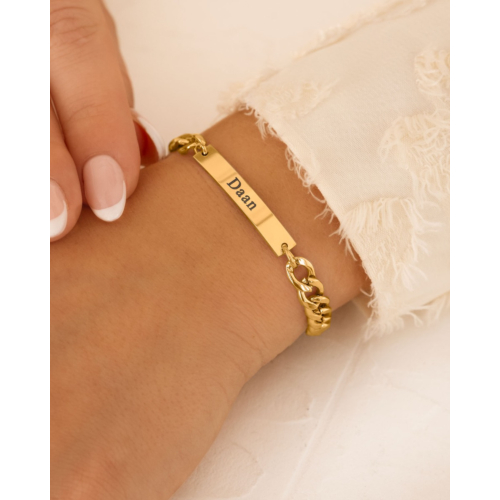Naam schakelarmband goud kleurig