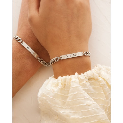 Graveerbare Schakelarmband Couple