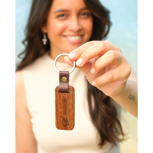 Houten sleutelhanger met naam - best dad