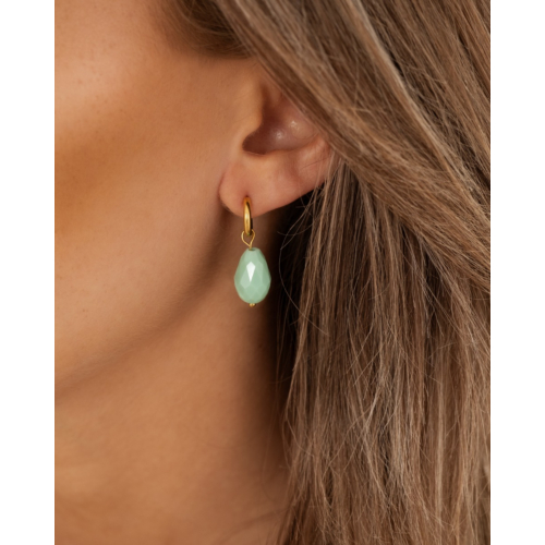 Oorringetjes druppel turquoise goudkleurig