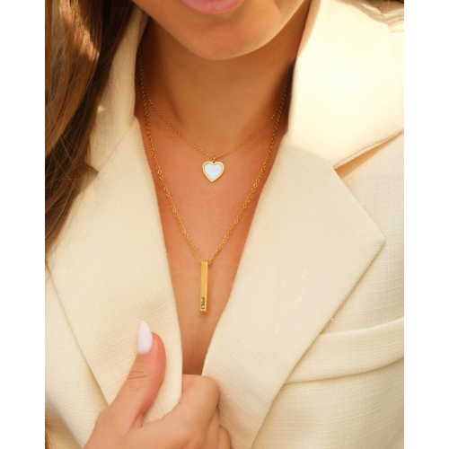 Ketting parelmoer hartje goud kleurig