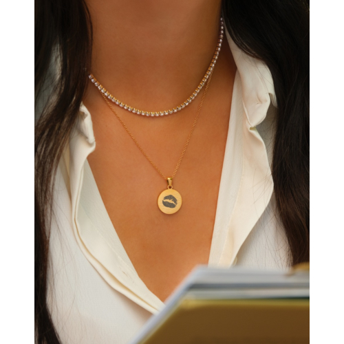 Tennis necklace goud kleurig