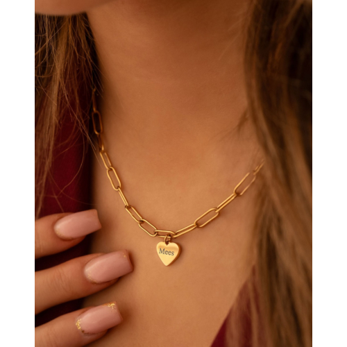 Ketting met hartje graveren goudkleurig