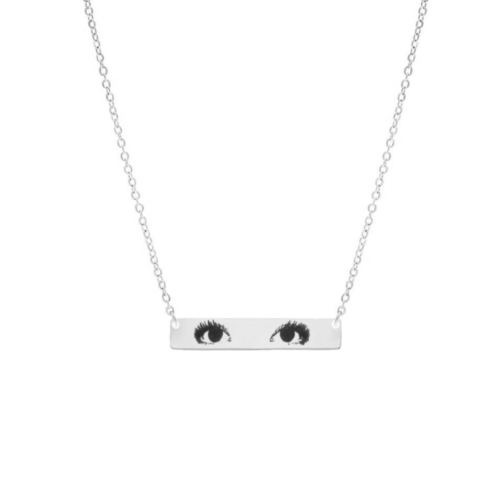 zilveren bar ketting met ogen