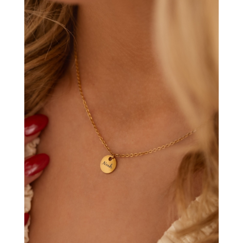 Ketting met naam op muntje Goud Kleurig