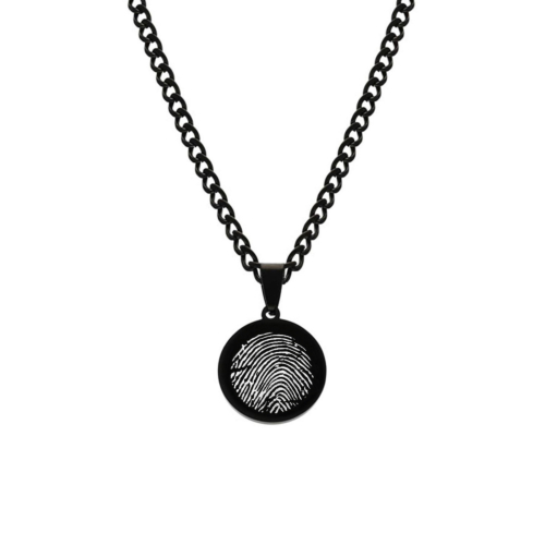 Zwarte ketting met vingerafdruk voor mannen