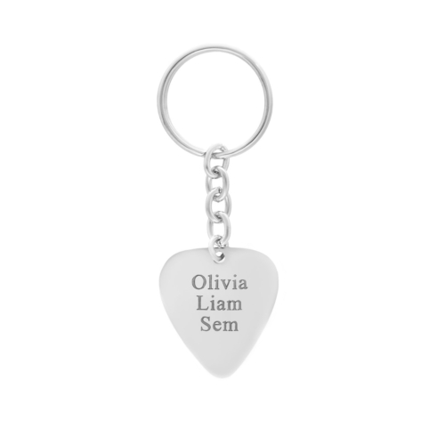 Plectrum sleutelhanger zilver