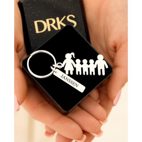 Sleutelhanger man vrouw en drie kinderen