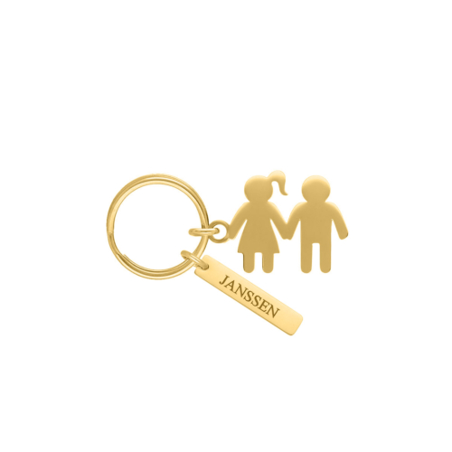 Sleutelhanger man en vrouw goudkleurig met naam