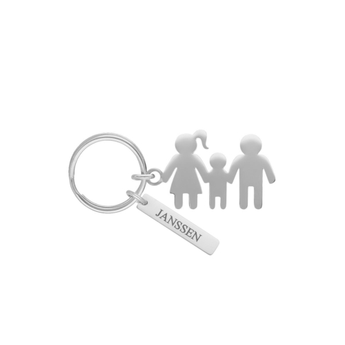 Sleutelhanger man vrouw en kind met naam