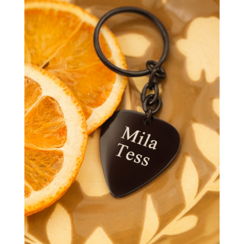 Graveerbare sleutelhanger plectrum zwart