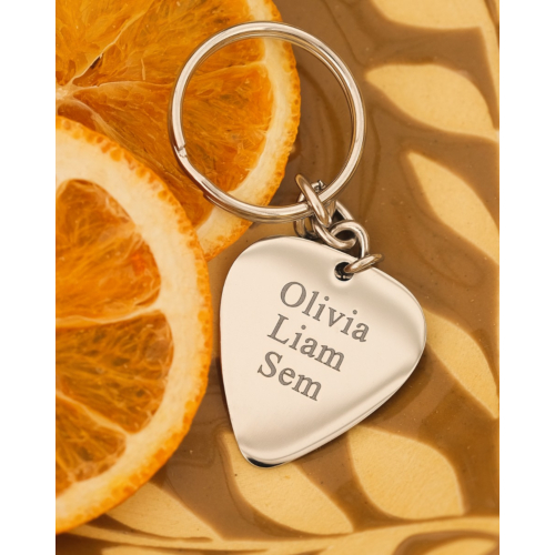 Graveerbare sleutelhanger plectrum