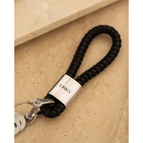 Leren sleutelhanger Zwart