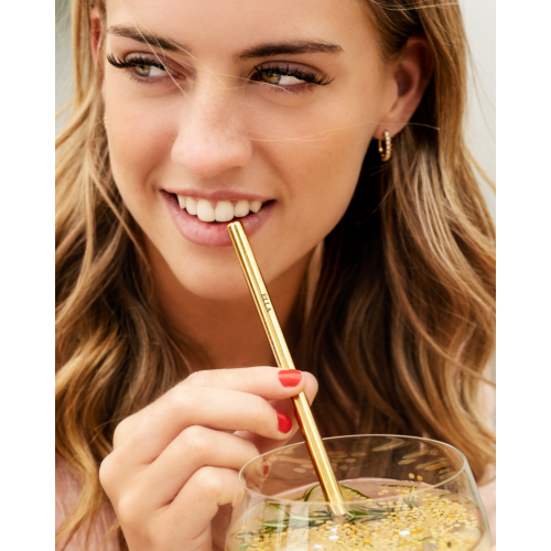 Herbruikbaar Rietje met gravering Goud Kleurig