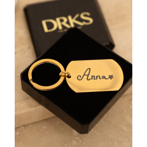 Sleutelhanger Met Tekening Goudkleurig