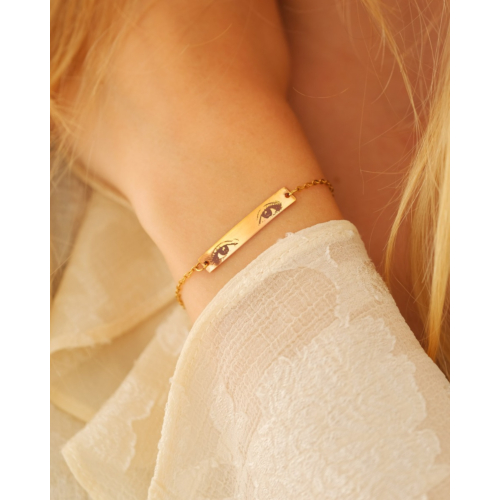 Graveerbare armband met ogen goudkleurig