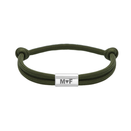 Naam armband heren groen zilverkleurig