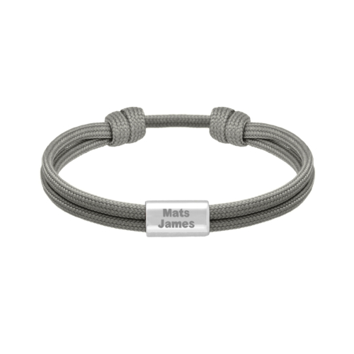 Naam armband heren grijs zilverkleurig