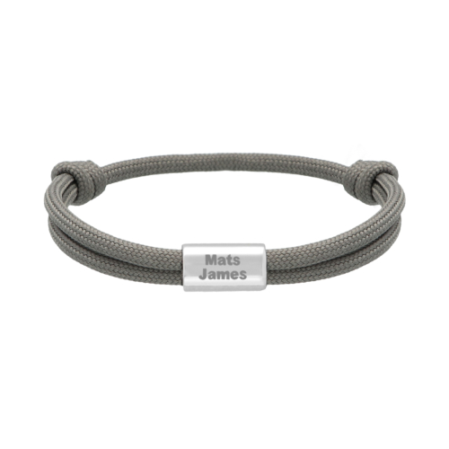 Naam armband heren grijs zilverkleurig