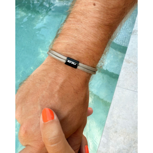Naam armband heren beige