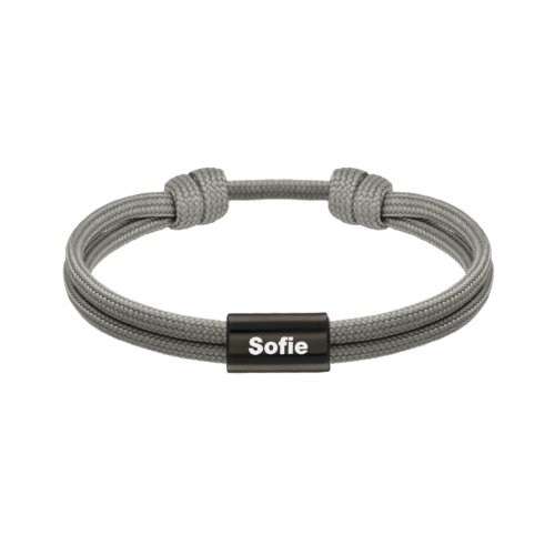 Naam armband heren grijs