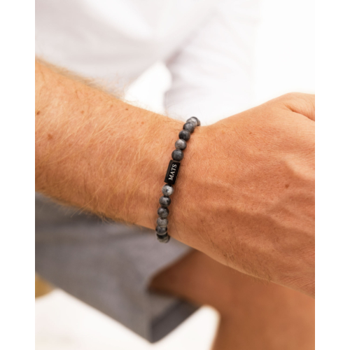 Kralen armband heren met naam grijs