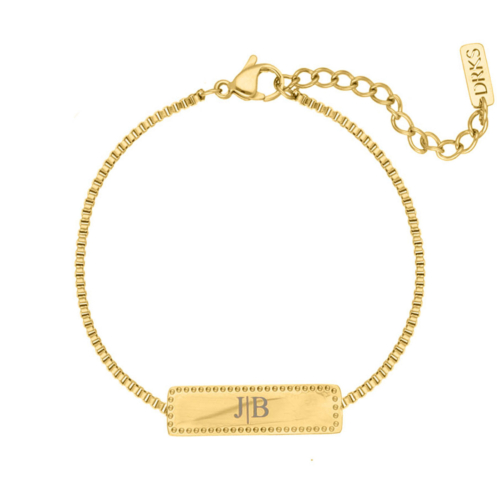 Baby armbandje met graveerbare bar goud