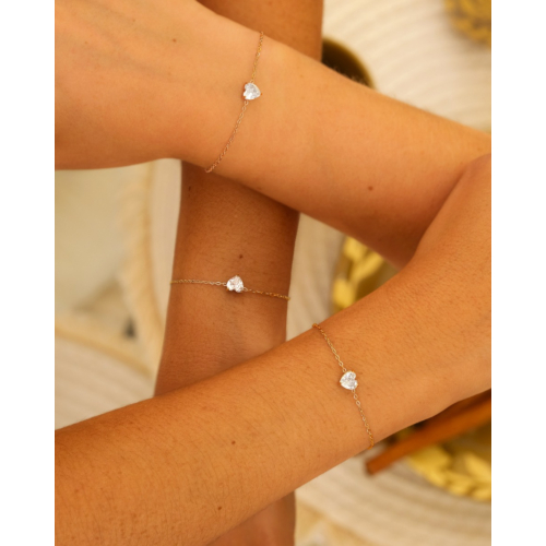 Moeder & dochter armband crystal heart goudkleurig