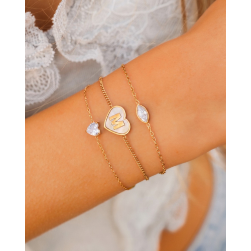 Armband crystal heart goudkleurig