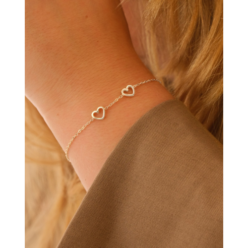 Armband met 2 hartjes