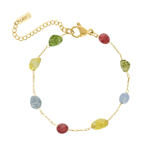 Gekleurde kralen armband goudkleurig