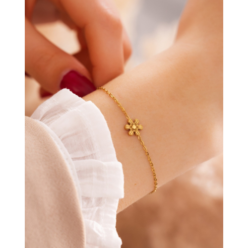 Armband met bloemetje goudkleurig