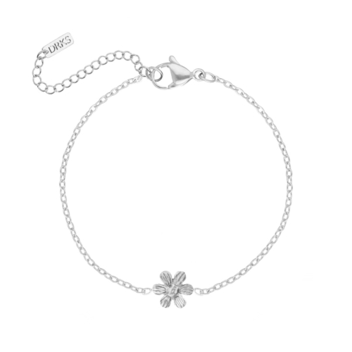 Bloem armband zilver