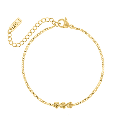 Triple flower armband goud