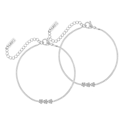 Zilver moeder en dochter armband triple flower