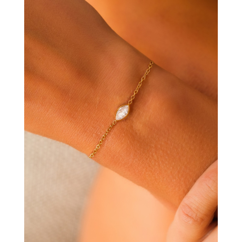 Armband met druppel steentje goudkleurig