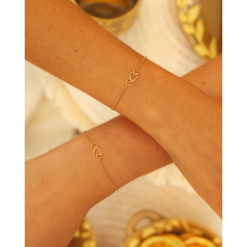 Moeder & dochter armband triple heart goudkleurig