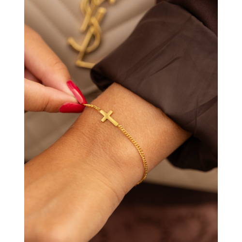 Armband met kruisje goudkleurig