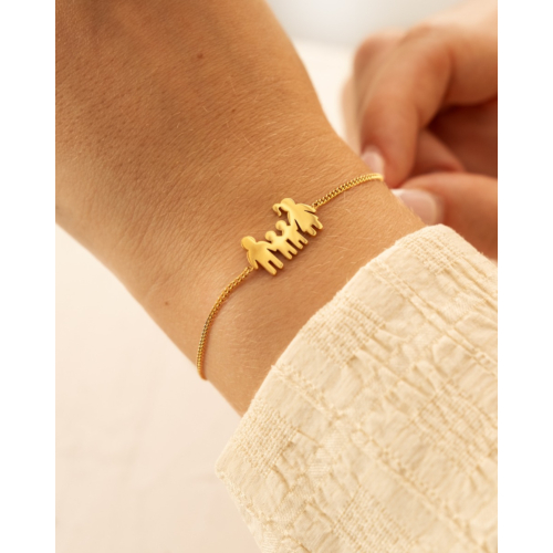 Armband man vrouw en twee kinderen goudkleurig