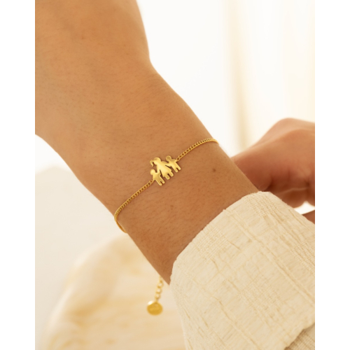 Armband moeder en twee kinderen goudkleurig